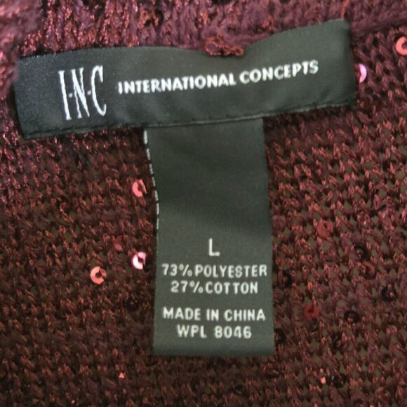 Inc international Concept Jubilant Burgundy Holiday Sequined Cowl Neck Size L - Picture 4 of 4